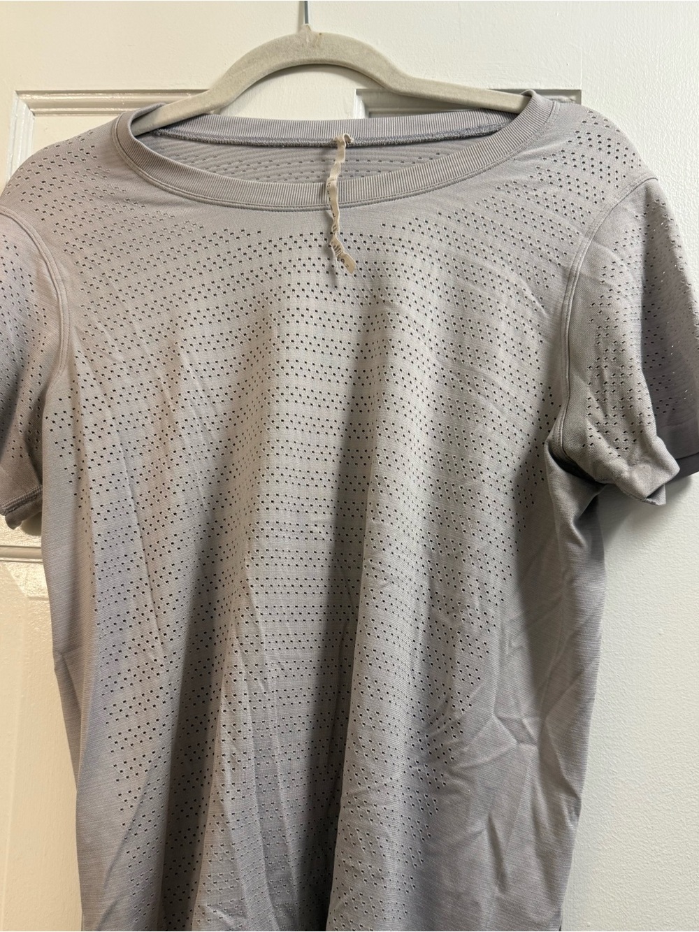 Lululemon Size 10 Perforated Light Gray Top, Like New!
